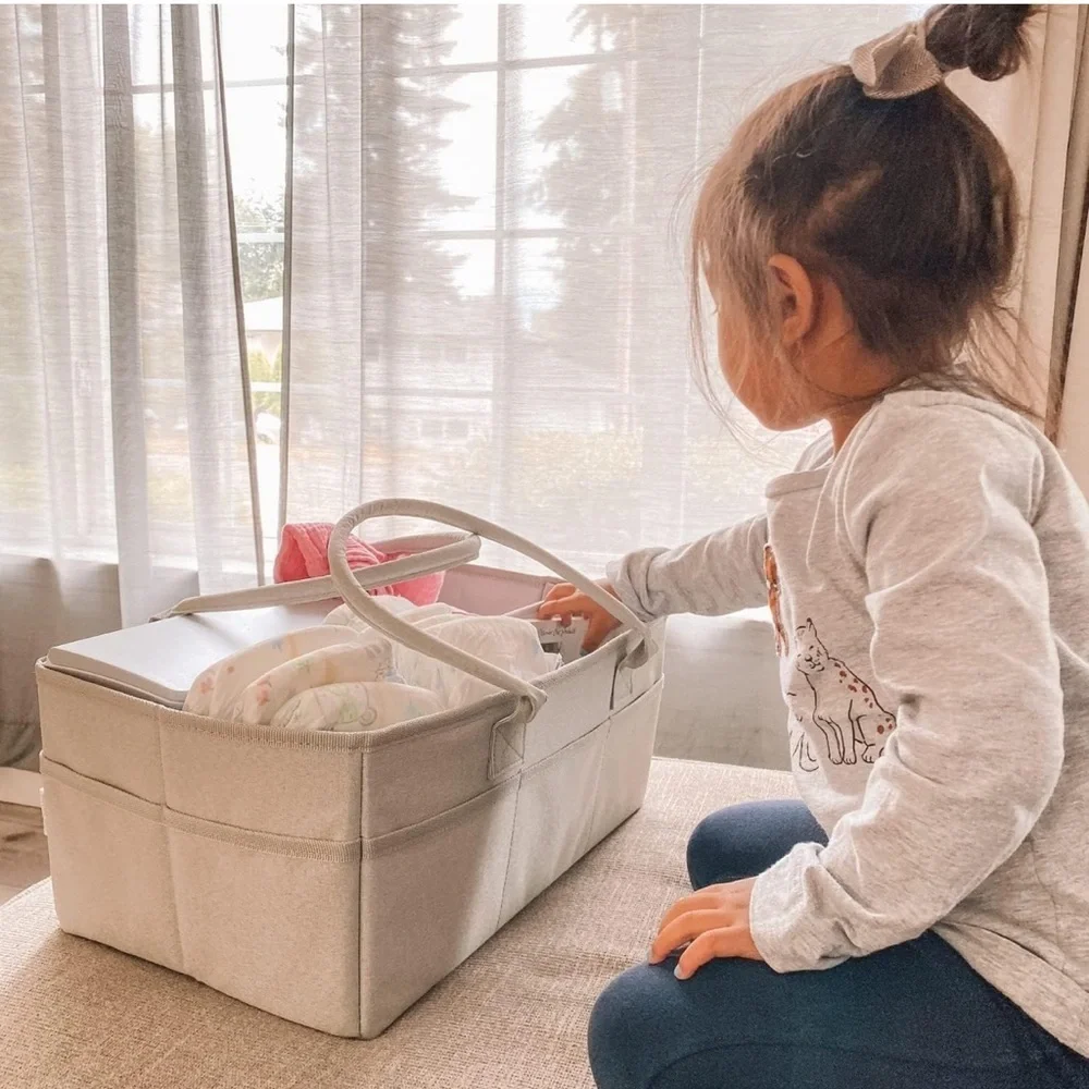 Gray Baby Diaper Caddy